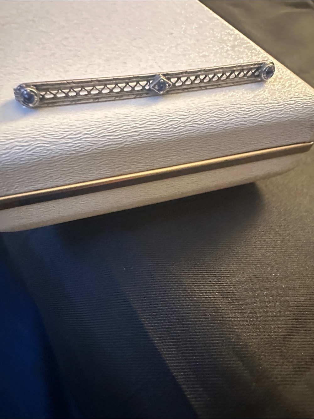 Sterling Silver Filigree Bar Brooch - Silver